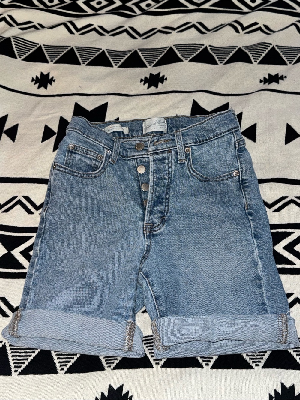 Universal Thread Light Blue High-Rise Rolled Hem Jean Shorts